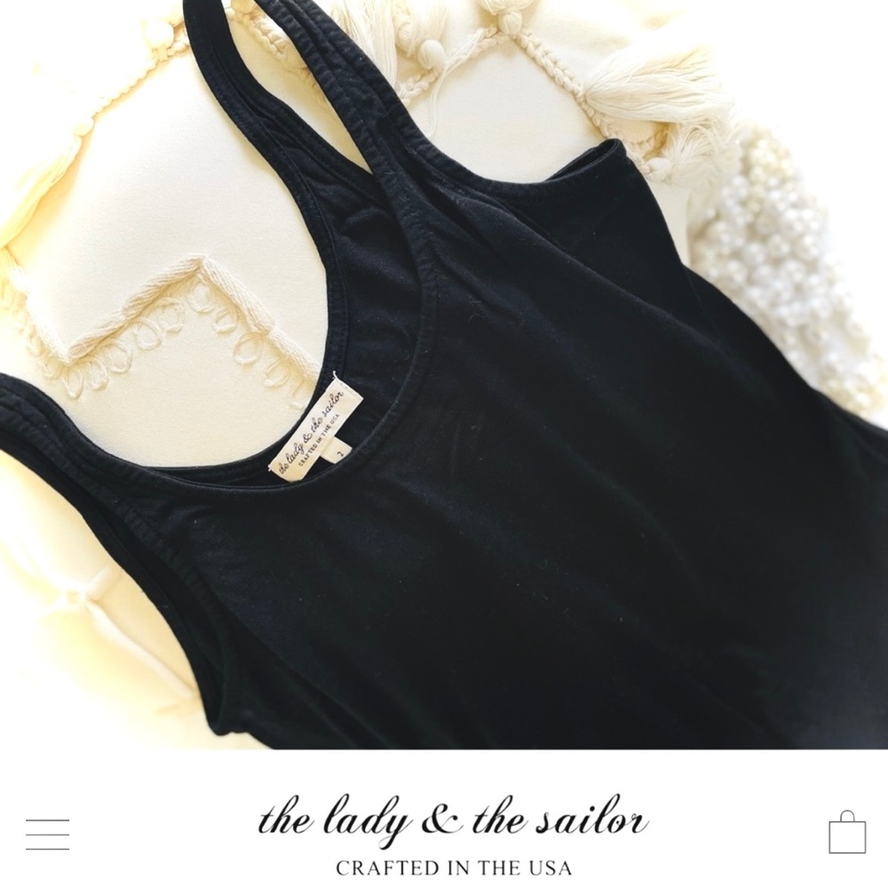 THE LADY & THE SAILOR | 3 / XS / S | Black Made in USA Tencel Thin Cami Tank Top